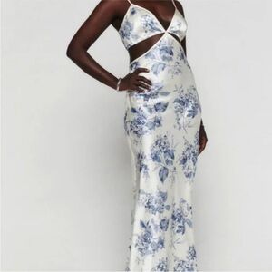 Reformation Poppies Silk Dress Lupine Blue